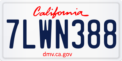 CA license plate 7LWN388