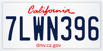 CA license plate 7LWN396