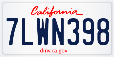 CA license plate 7LWN398