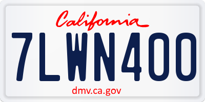 CA license plate 7LWN400