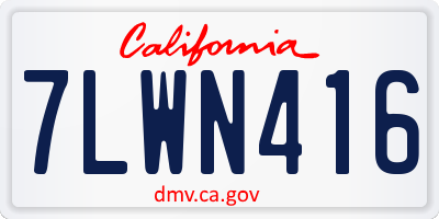 CA license plate 7LWN416