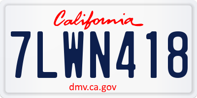CA license plate 7LWN418