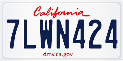 CA license plate 7LWN424