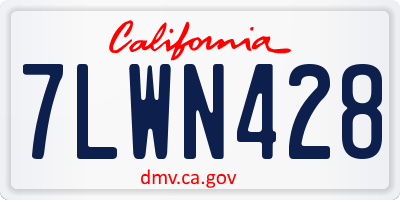 CA license plate 7LWN428