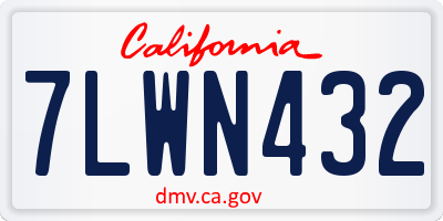CA license plate 7LWN432