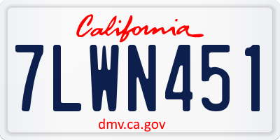 CA license plate 7LWN451