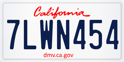 CA license plate 7LWN454