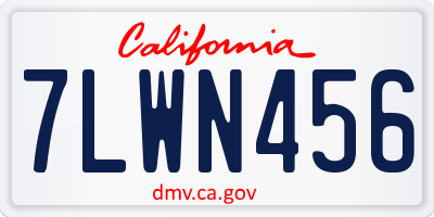 CA license plate 7LWN456