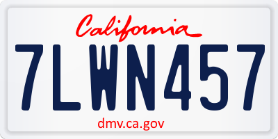 CA license plate 7LWN457