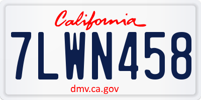 CA license plate 7LWN458