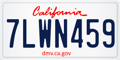 CA license plate 7LWN459