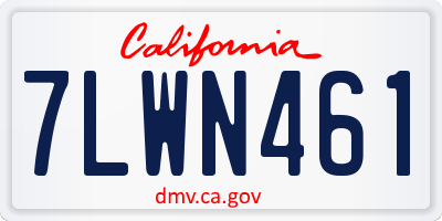 CA license plate 7LWN461