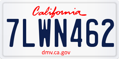 CA license plate 7LWN462