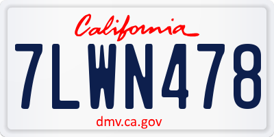 CA license plate 7LWN478