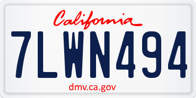 CA license plate 7LWN494