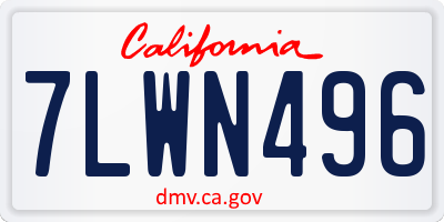 CA license plate 7LWN496