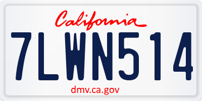 CA license plate 7LWN514