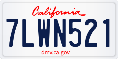 CA license plate 7LWN521