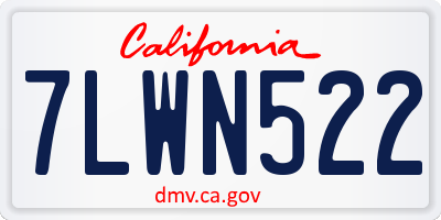 CA license plate 7LWN522