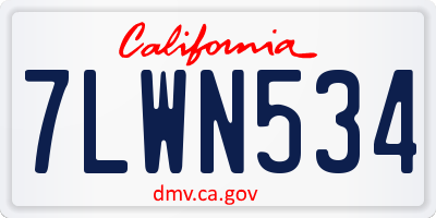 CA license plate 7LWN534