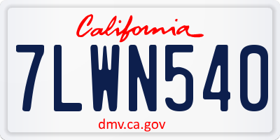 CA license plate 7LWN540