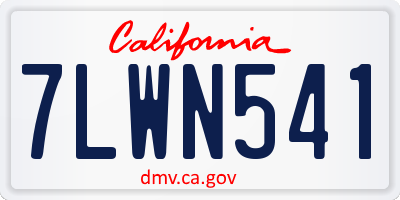 CA license plate 7LWN541