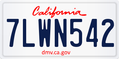 CA license plate 7LWN542