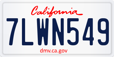 CA license plate 7LWN549