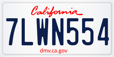 CA license plate 7LWN554