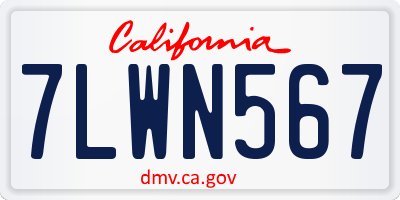 CA license plate 7LWN567