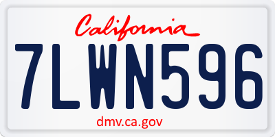CA license plate 7LWN596