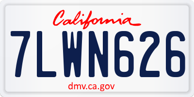 CA license plate 7LWN626