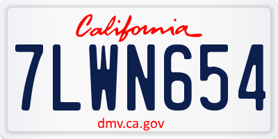 CA license plate 7LWN654