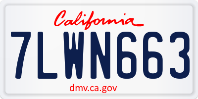 CA license plate 7LWN663