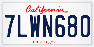 CA license plate 7LWN680
