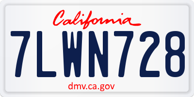 CA license plate 7LWN728