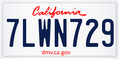 CA license plate 7LWN729