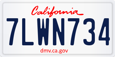 CA license plate 7LWN734