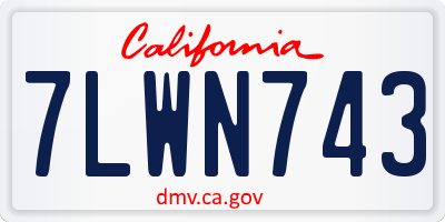 CA license plate 7LWN743