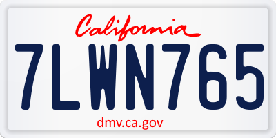 CA license plate 7LWN765