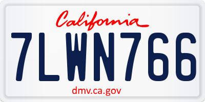 CA license plate 7LWN766