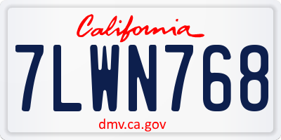 CA license plate 7LWN768