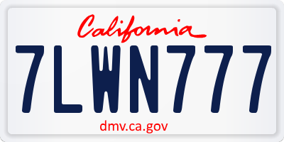 CA license plate 7LWN777