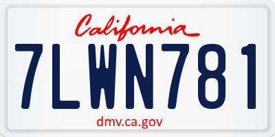 CA license plate 7LWN781