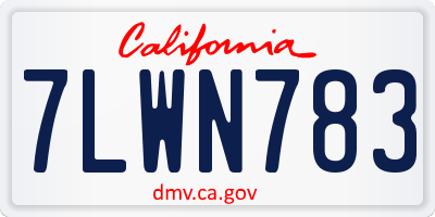 CA license plate 7LWN783