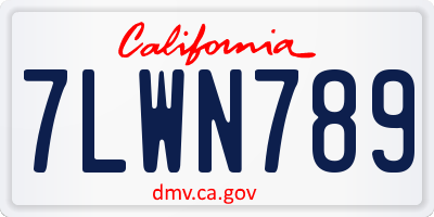 CA license plate 7LWN789