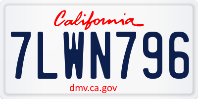 CA license plate 7LWN796