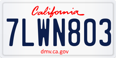 CA license plate 7LWN803