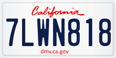 CA license plate 7LWN818