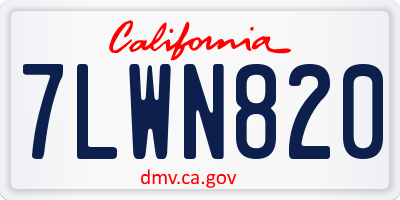 CA license plate 7LWN820
